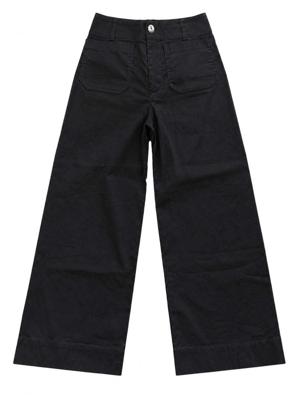 Maeve Anthropologie The Colette Cropped Black Wide Leg Linen Blend Pants 26 NWOT